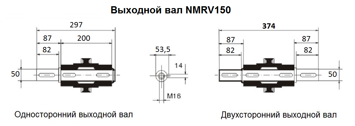 Размер выходного вала NMRV 150