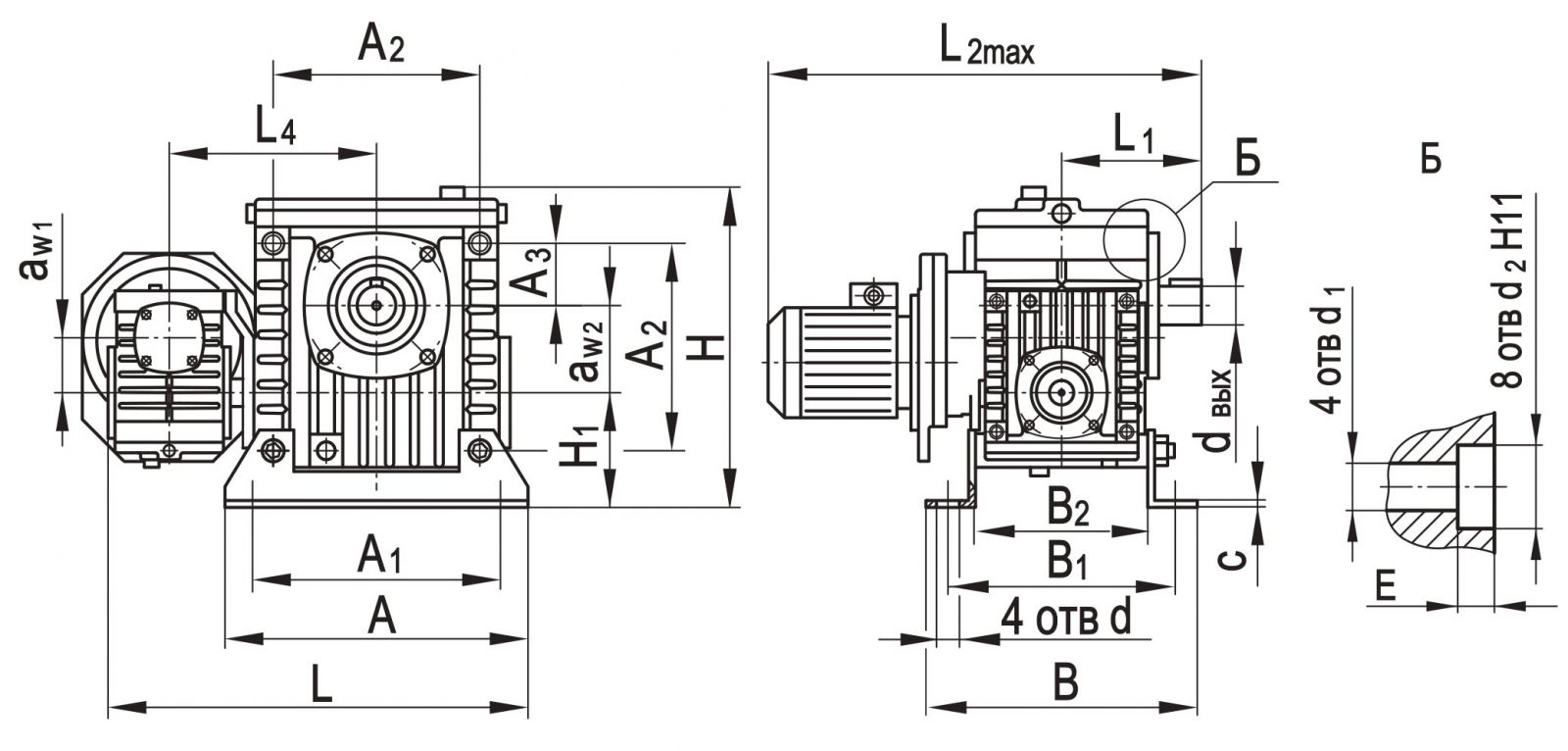 Мотор-редуктор МЦЧ2-40/63 размеры